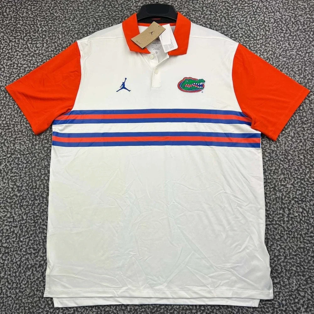 Air Jordan Florida Gators Dri-FIT Polo Shirt Men Large White Short Sleeve New L